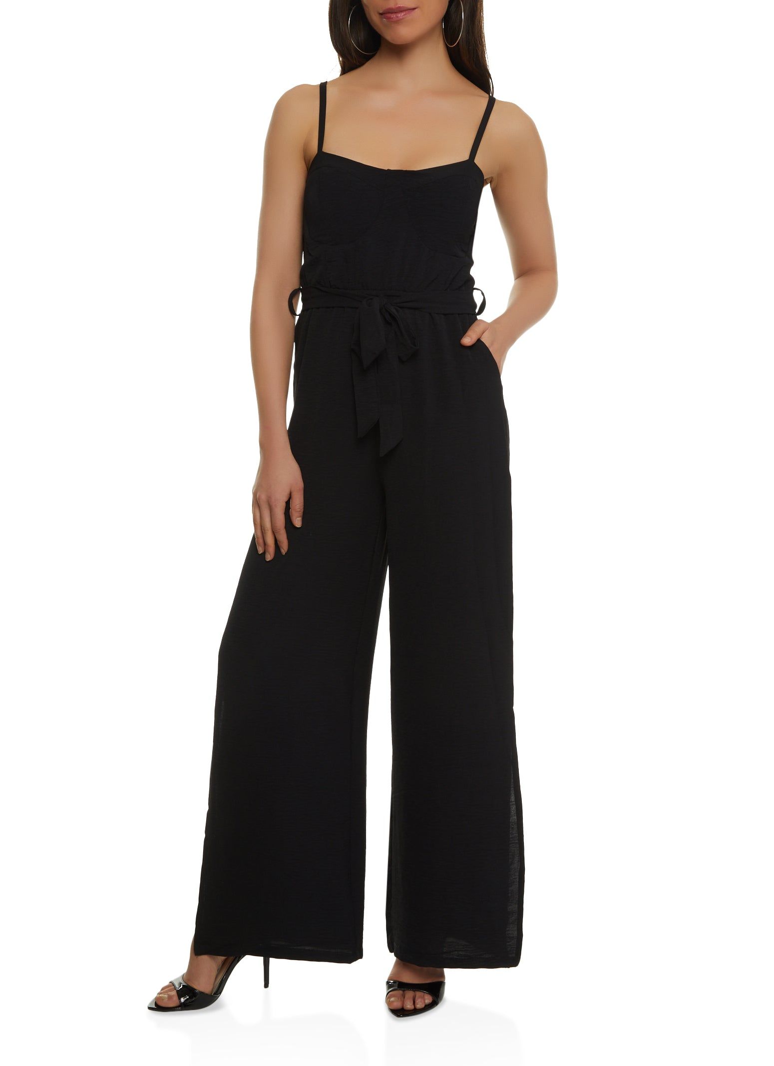 Tie Waist Bustier Wide Leg Jumpsuit sold by Rainbow