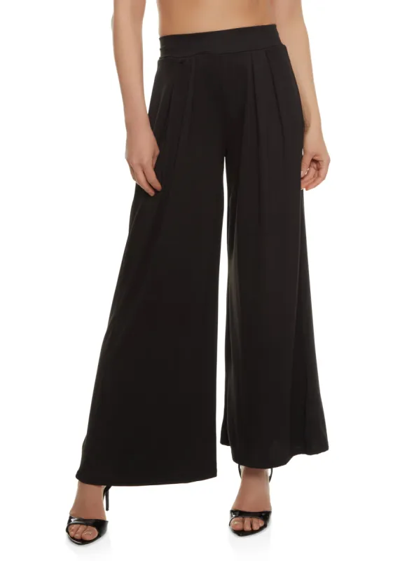 Soft Knit Pleated Waist Wide Leg Pants sold by Rainbow