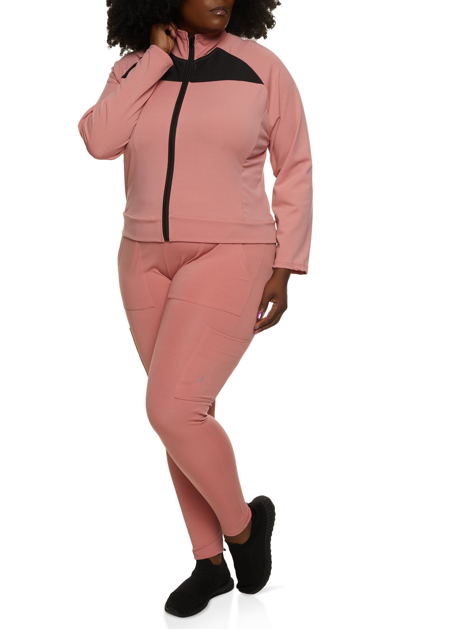 Plus Size Zip Front Color Block Track Jacket sold by Rainbow product image thumbnail 2