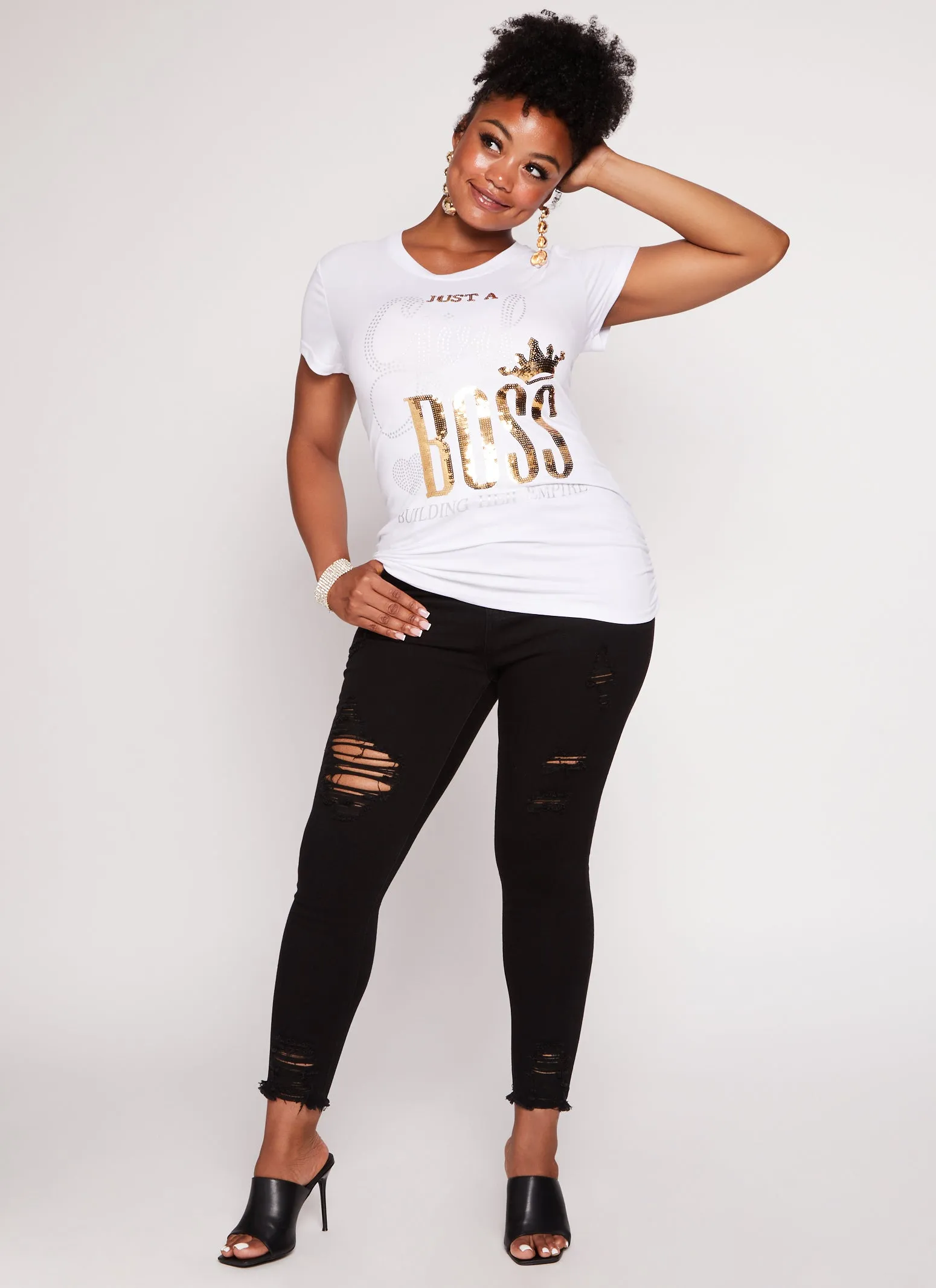 Plus Size Just A Girl Boss Sequin Graphic Tee sold by Rainbow product image thumbnail 2