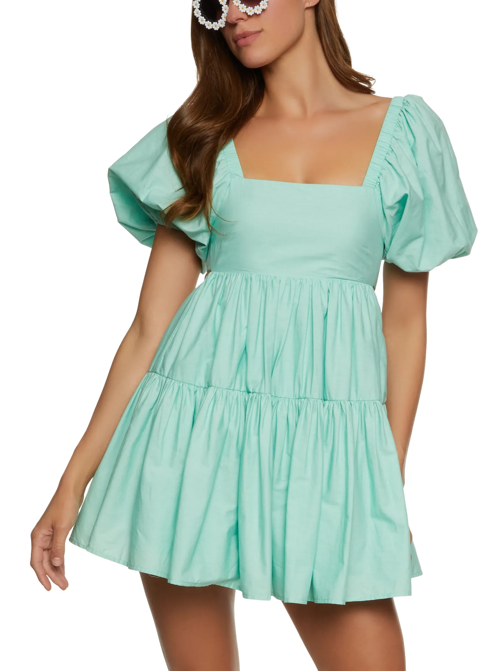 Poplin Puff Sleeve Mini Skater Dress sold by Rainbow product image thumbnail 2