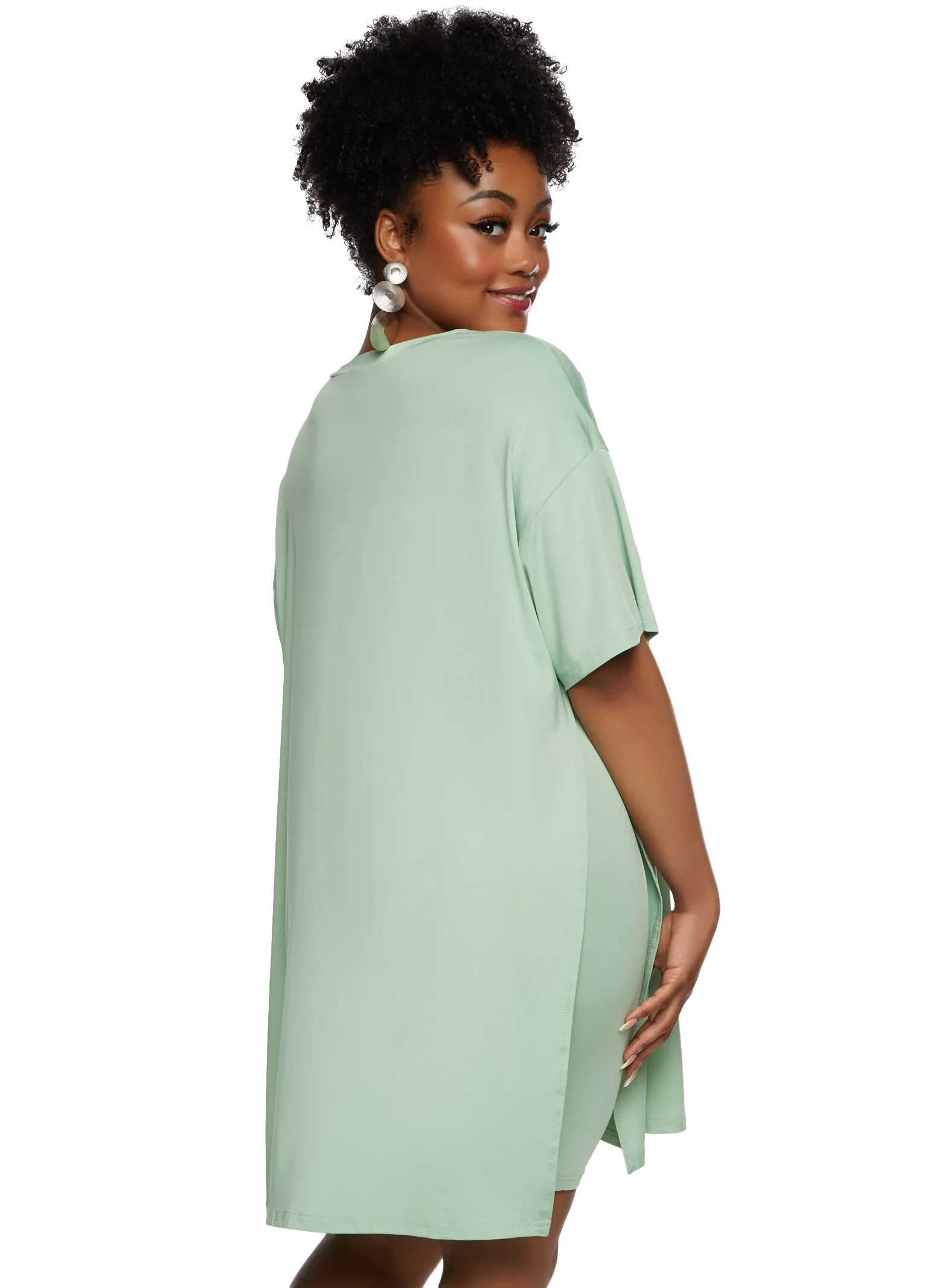 Plus Size Daisy Side Slit Oversized Tee sold by Rainbow product image thumbnail 3