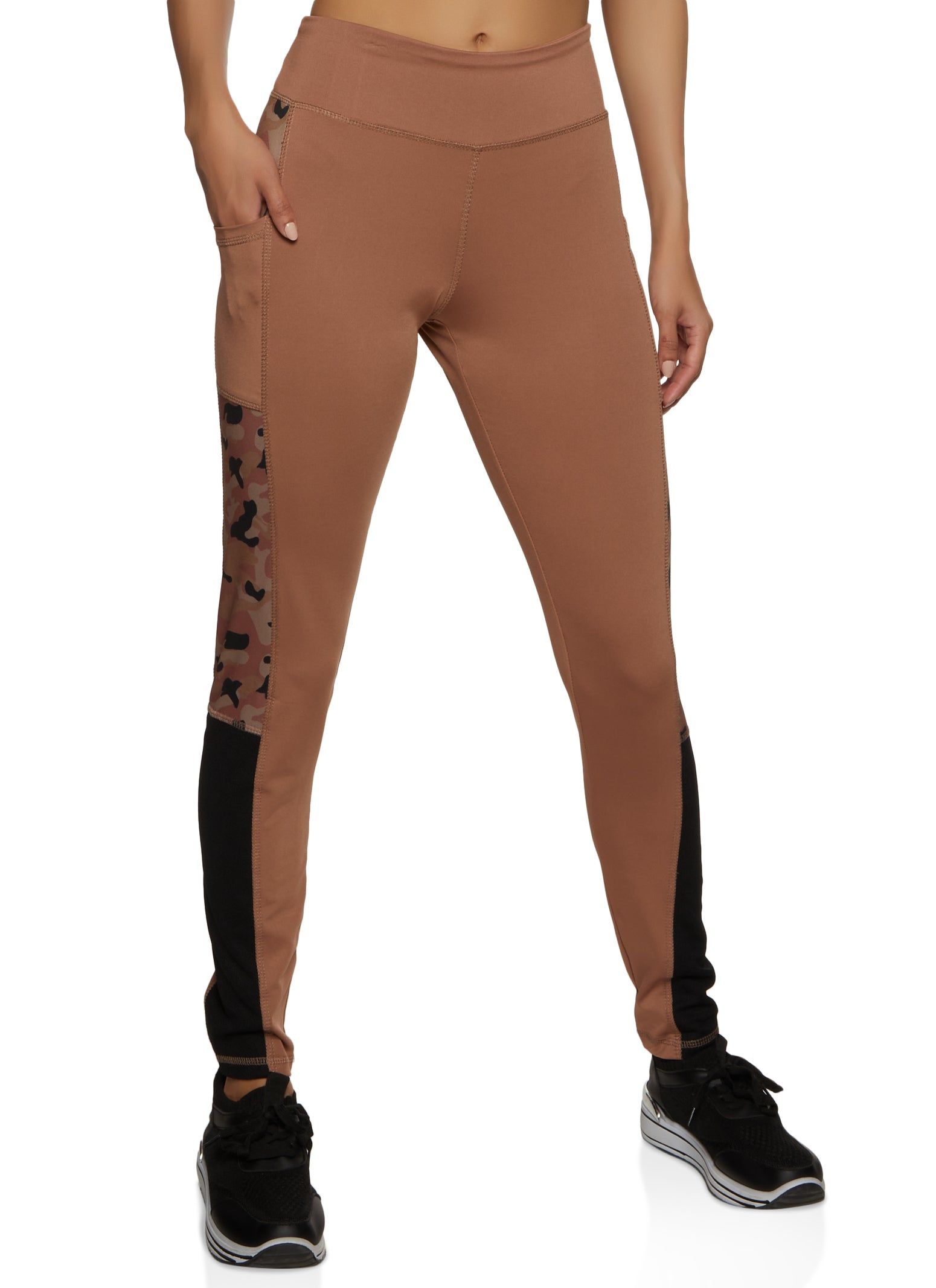 Camo Color Block Cell Phone Pocket Leggings sold by Rainbow