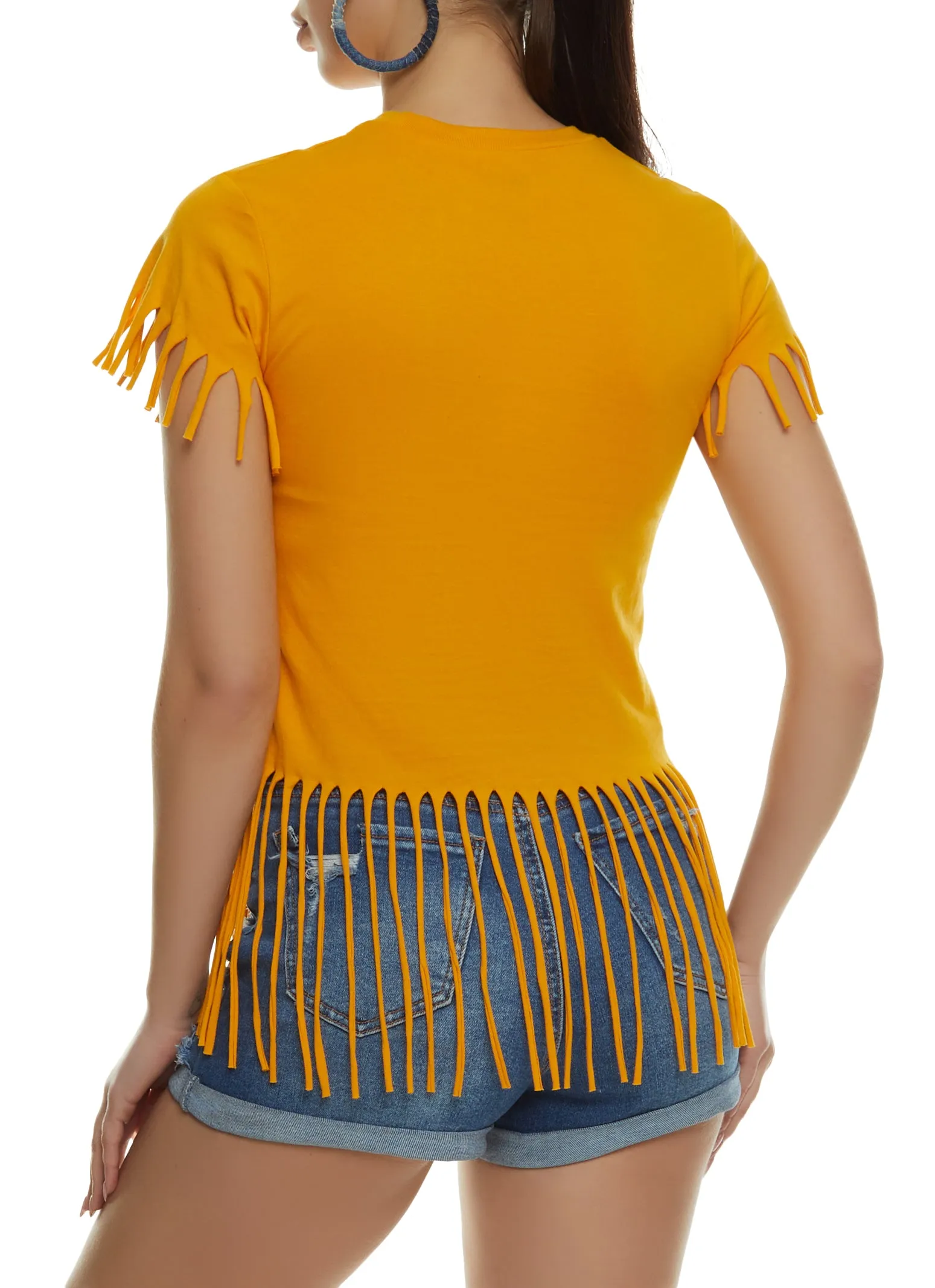 Fringe Hem Crew Neck Tee sold by Rainbow product image thumbnail 2