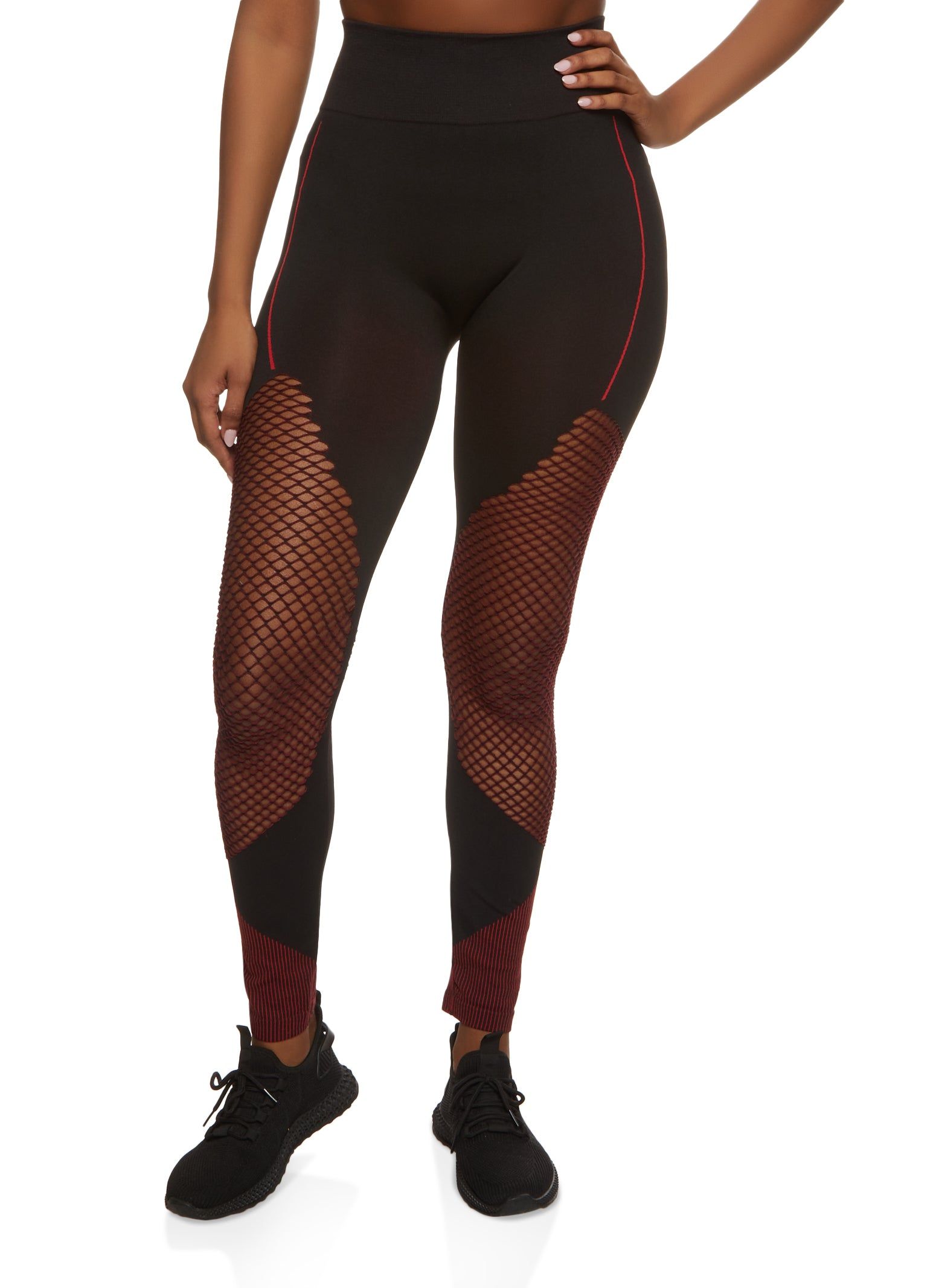 Fishnet Detail High Waisted Leggings sold by Rainbow