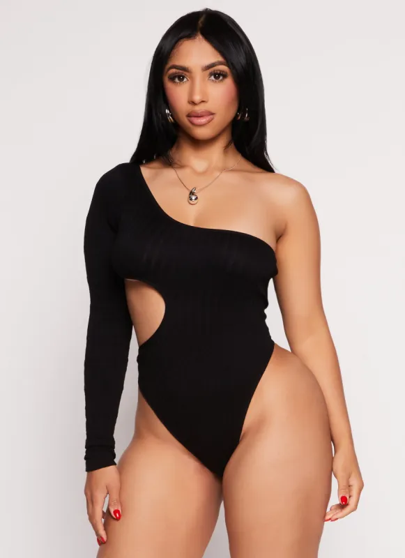 Seamless Cut Out One Shoulder Long Sleeve Bodysuit sold by Rainbow