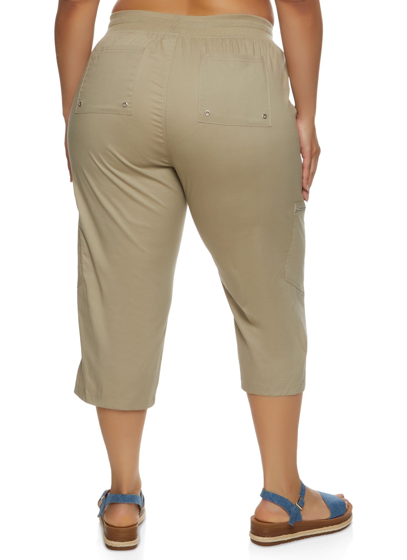 Plus Size Poplin Ruched Capri Pants sold by Rainbow product image thumbnail 2