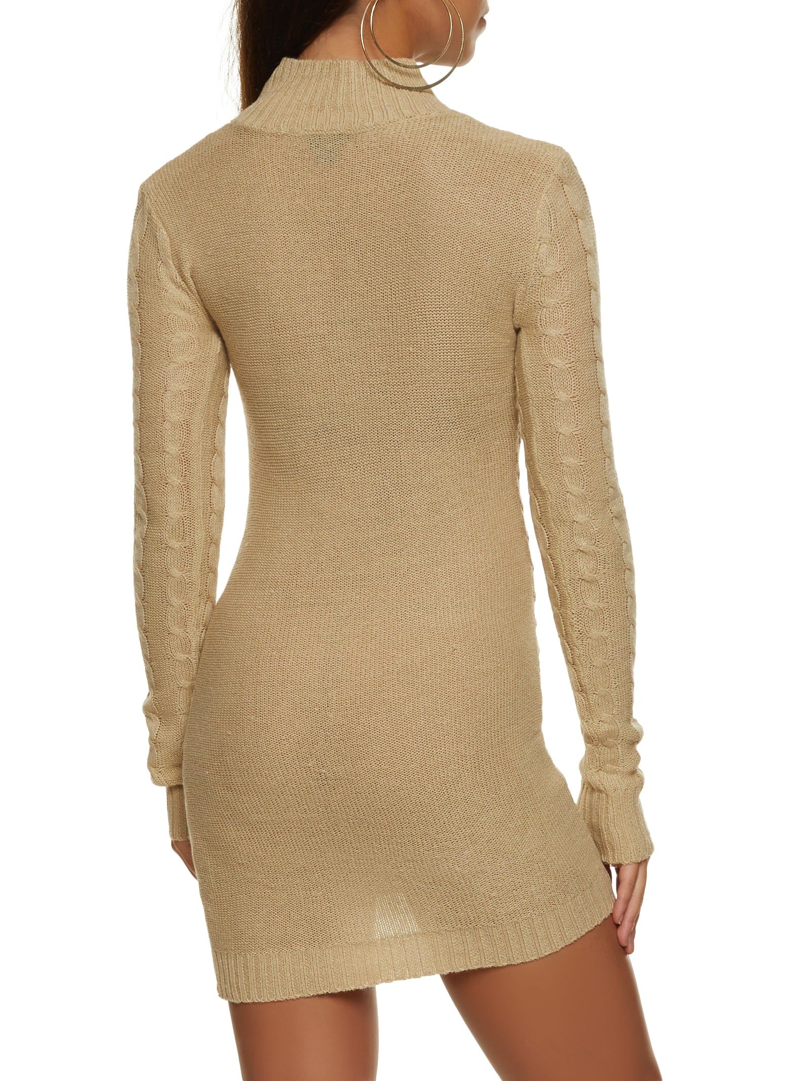 Cable Knit Mock Neck Sweater Dress sold by Rainbow product image thumbnail 3