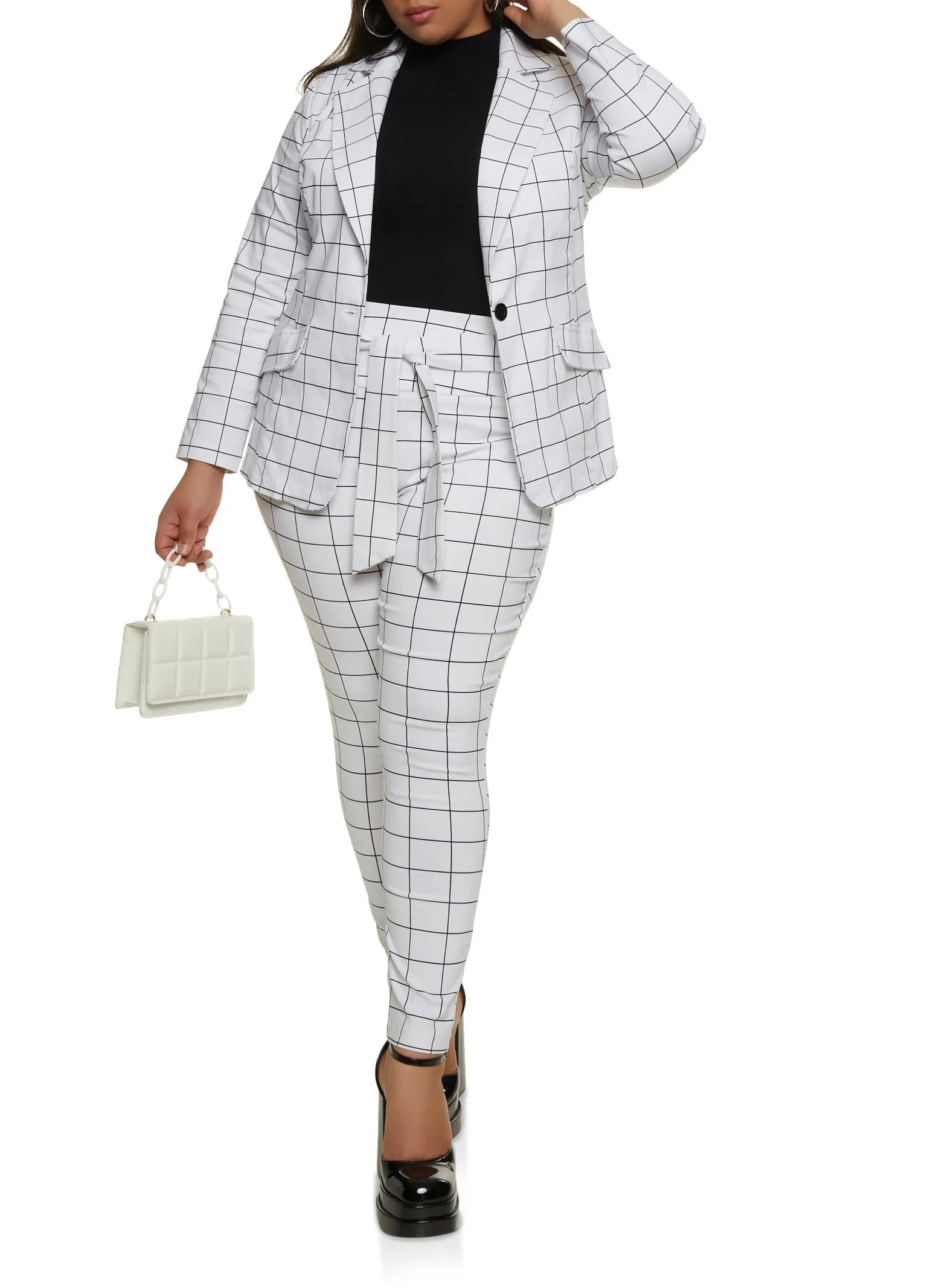 Plus Size Windowpane Print Blazer sold by Rainbow product image thumbnail 2