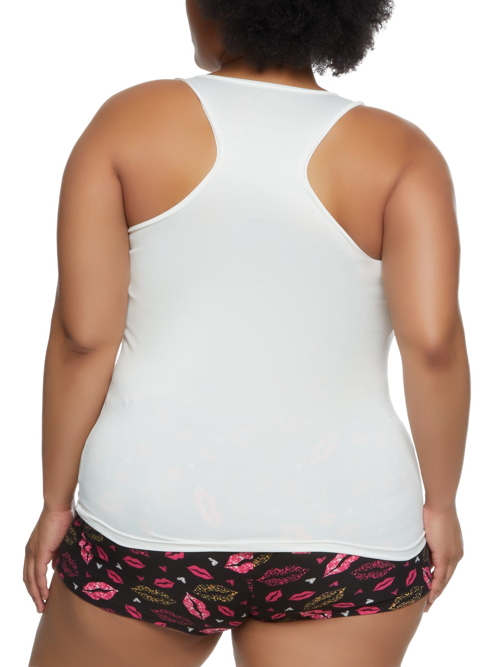 Plus Size Glitter Lips Graphic Pajama Tank Top and Shorts sold by Rainbow product image thumbnail 2