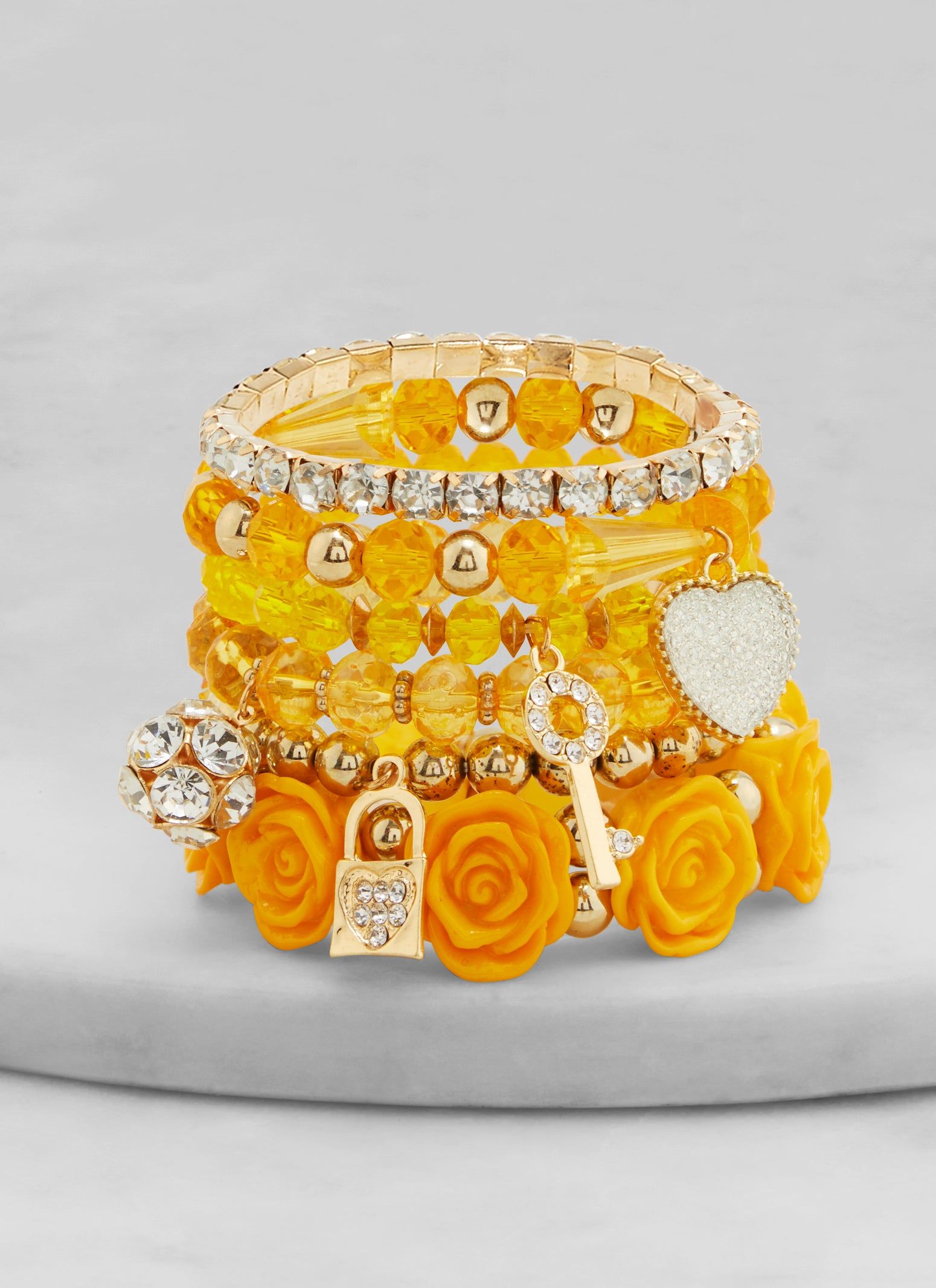 Set of 6 Rhinestone Beaded Stretch Bracelets sold by Rainbow