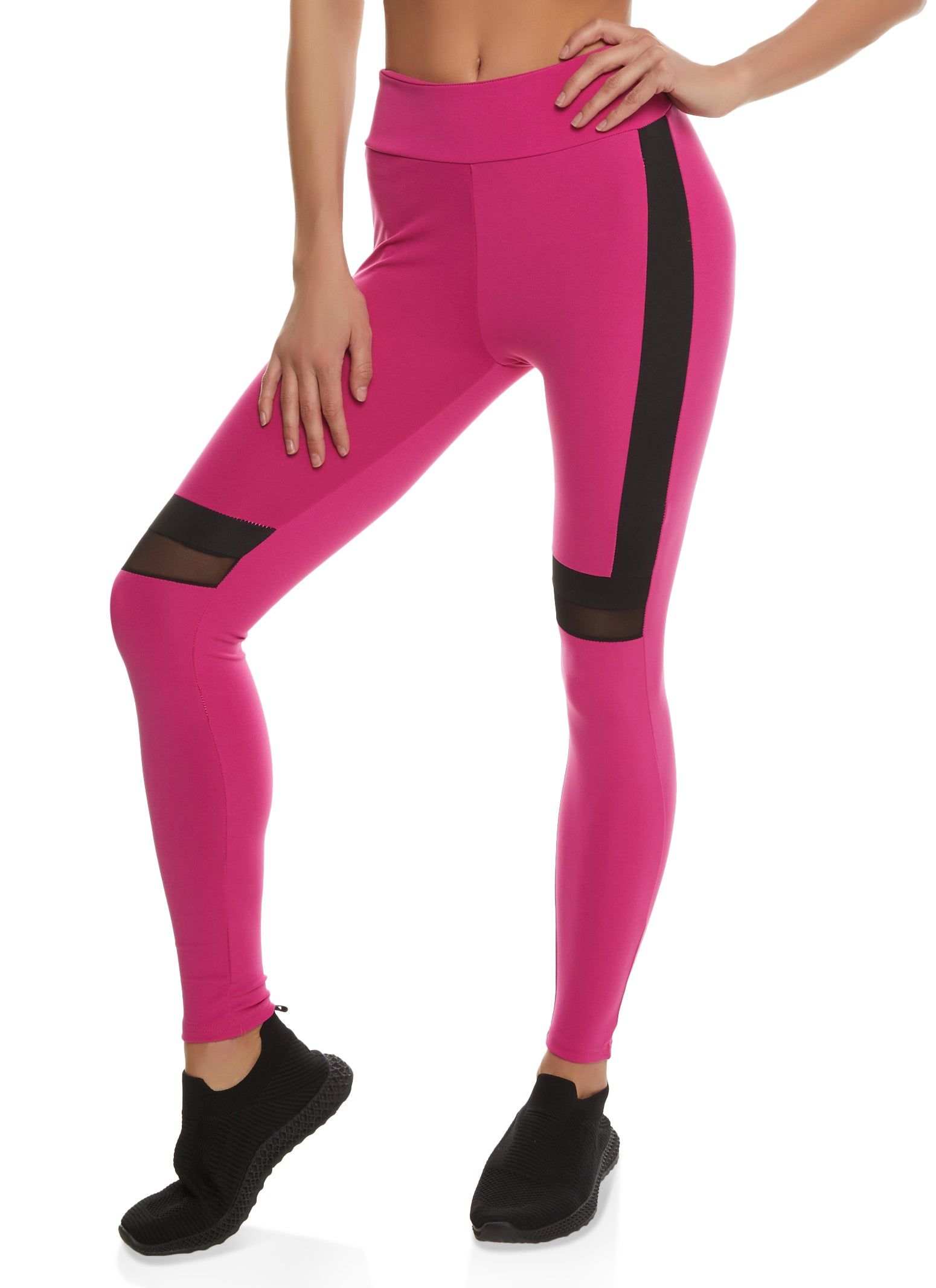 Color Blocked Mesh Detail Leggings sold by Rainbow