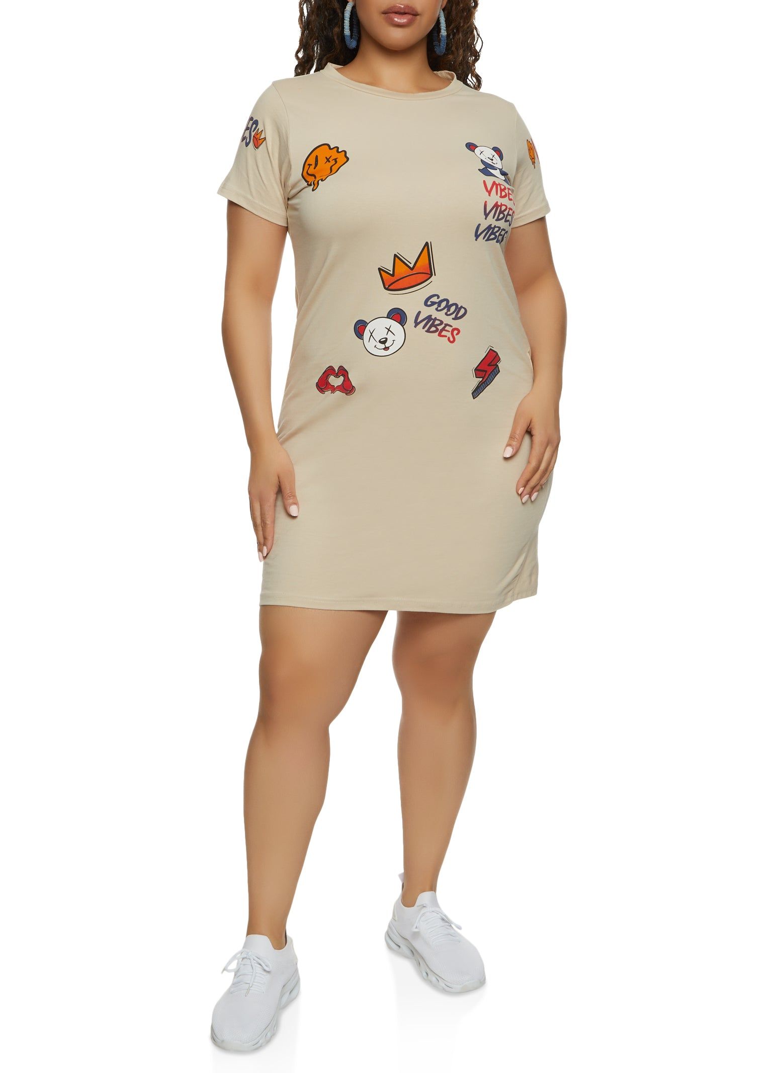Plus Size Vibes Graphic T Shirt Dress sold by Rainbow product image thumbnail 2