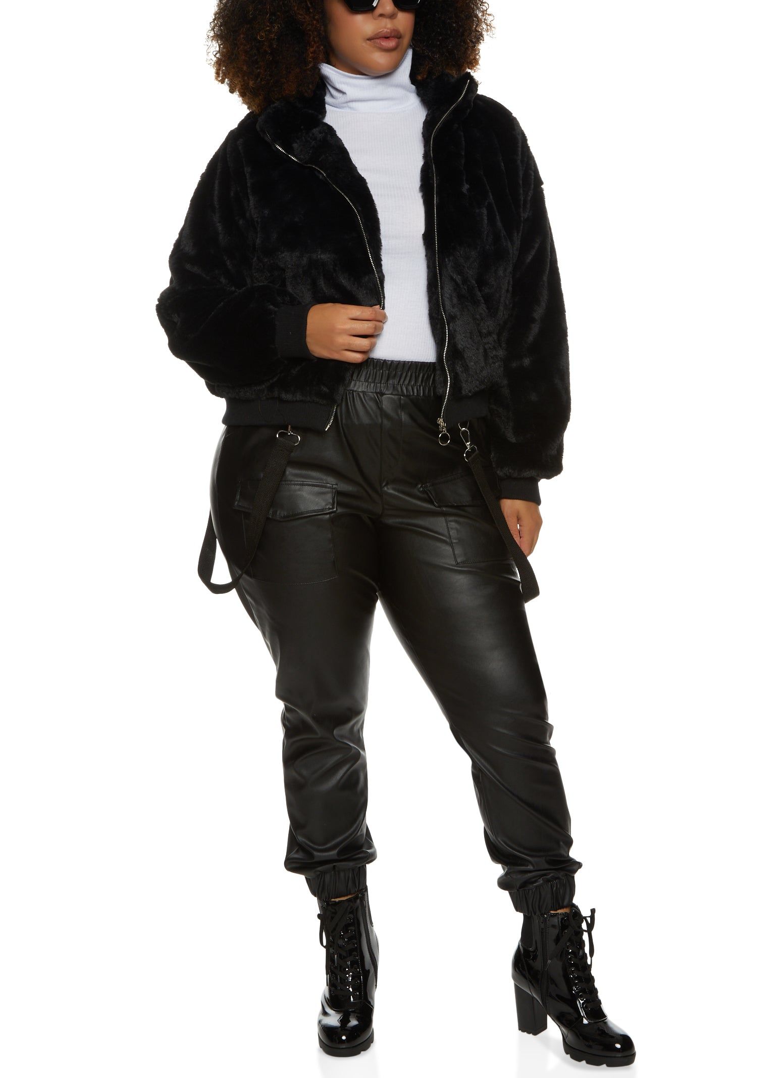 Plus Size Faux Fur Zip Up Jacket sold by Rainbow product image thumbnail 2