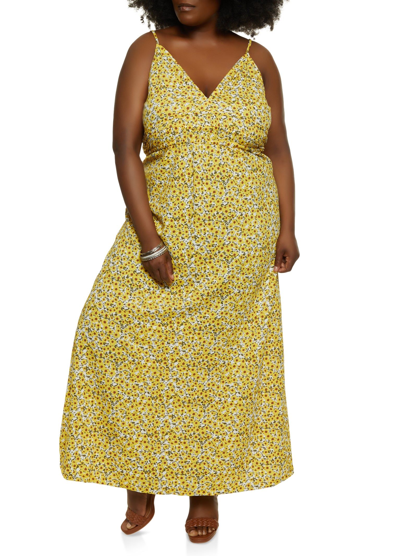 Plus Size Floral Ruched Waist Maxi Dress sold by Rainbow product image thumbnail 2