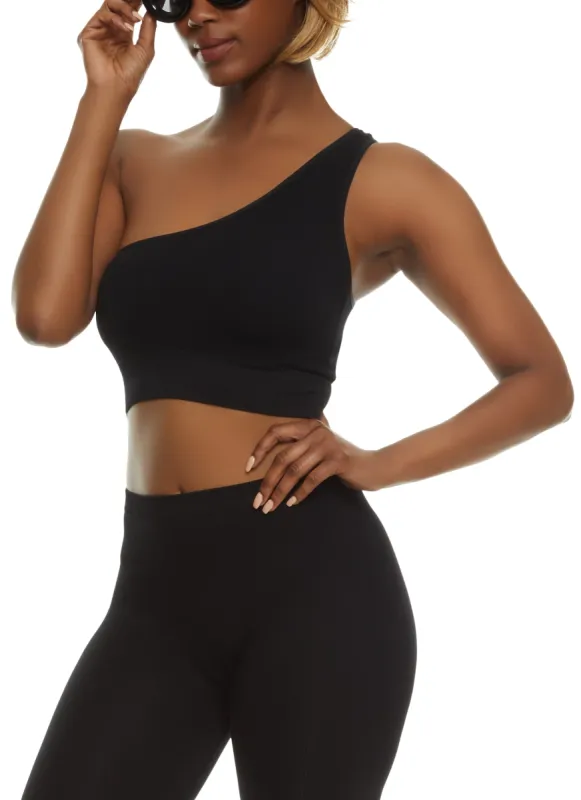 Seamless Ribbed One Shoulder Crop Top sold by Rainbow