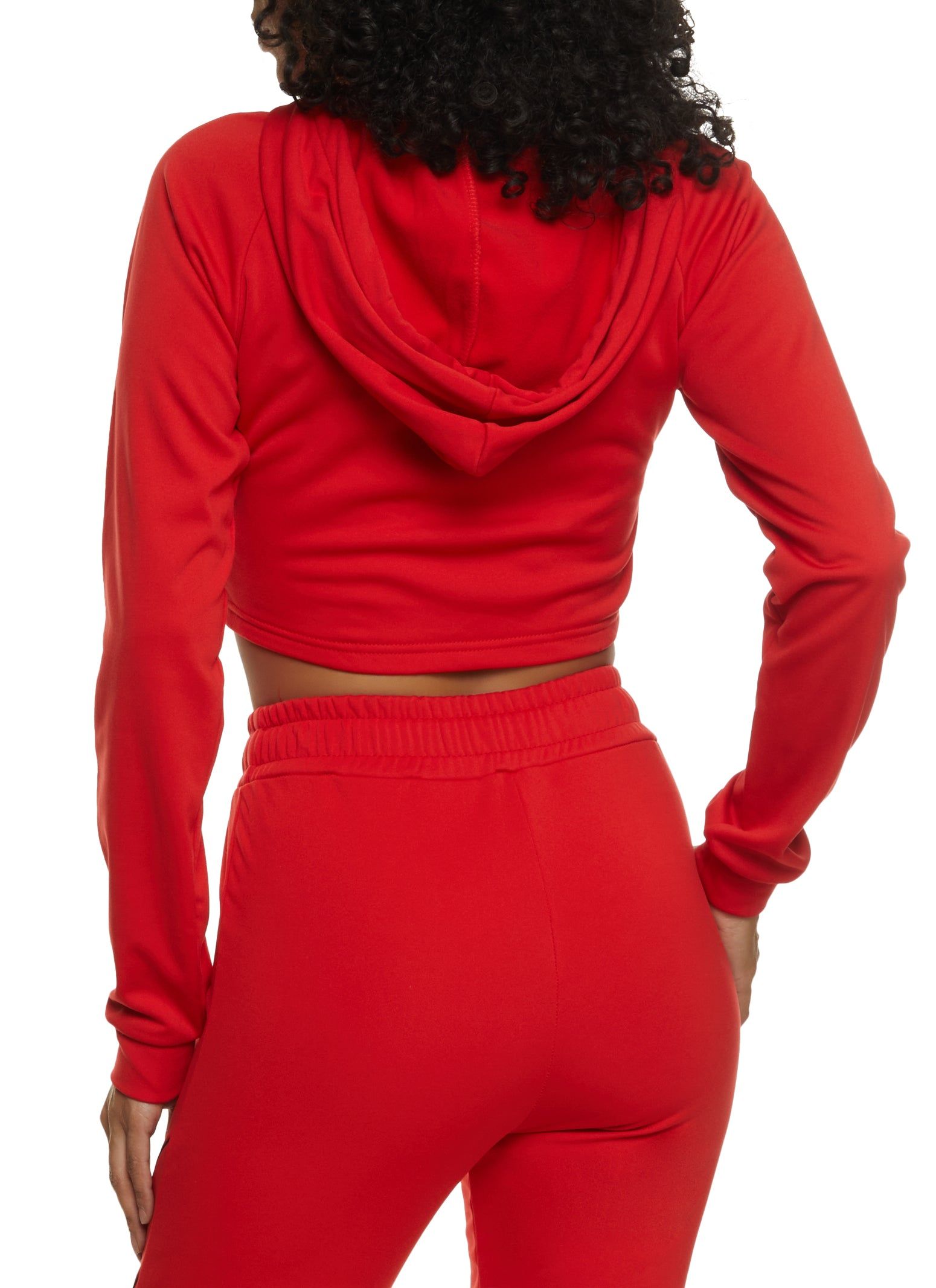 Contrast Piping Cropped Zip Front Hoodie sold by Rainbow product image thumbnail 3