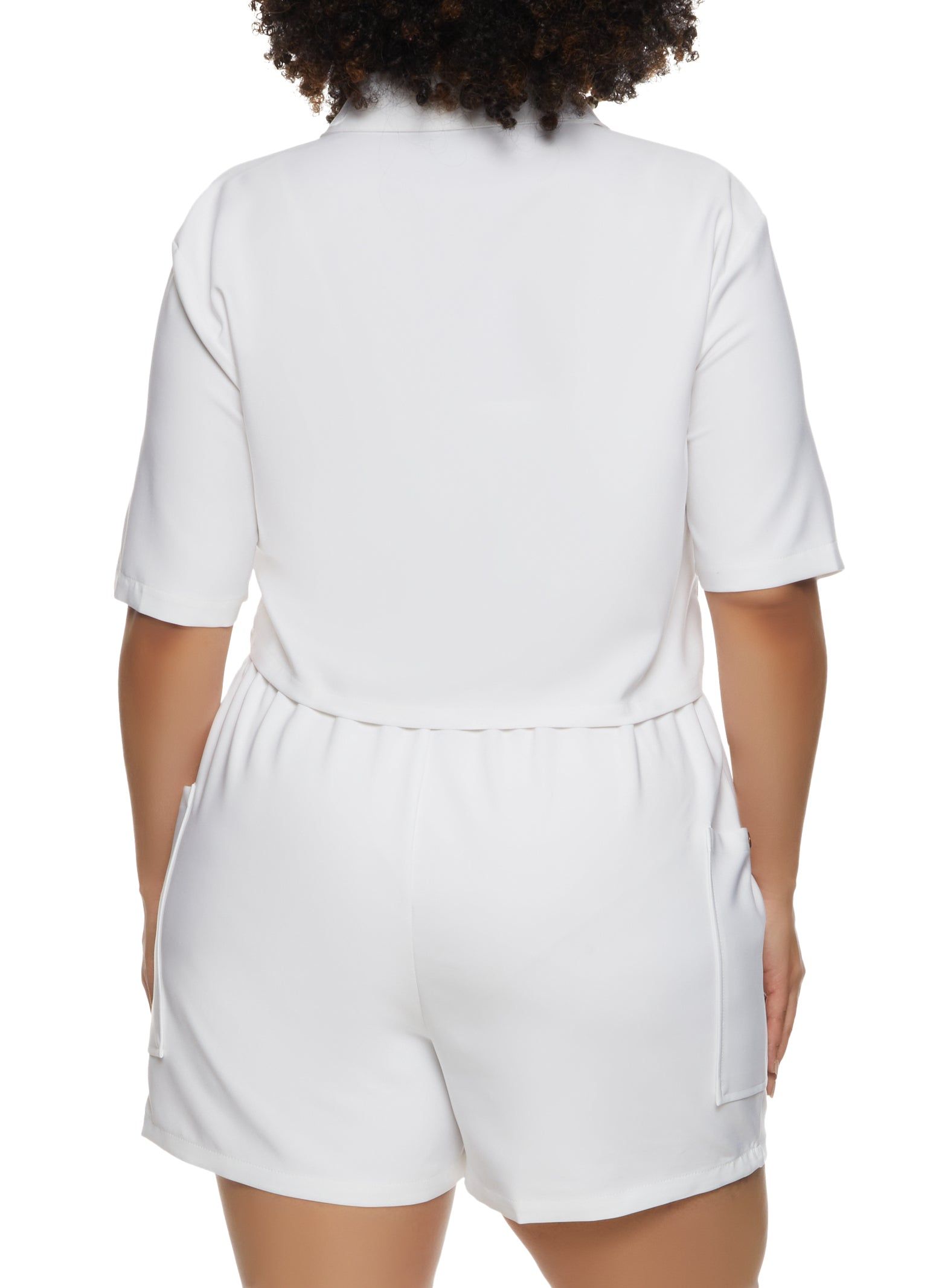 Plus Size Snap Button Front Cropped Shirt sold by Rainbow product image thumbnail 3