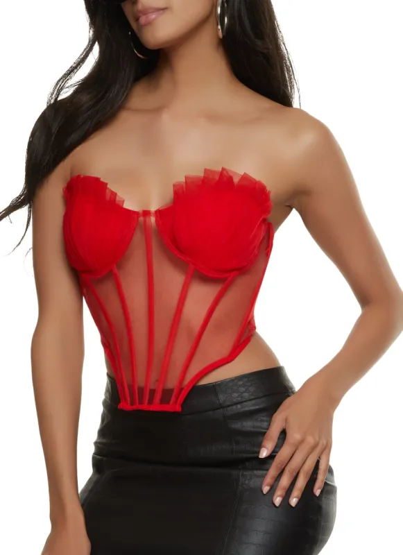 Shell Pleated Mesh Bustier Top sold by Rainbow