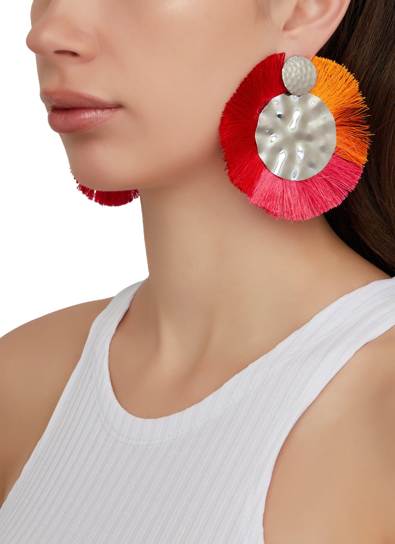 Round Fringe Drop Earrings sold by Rainbow