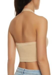 Compression Rib Halter Crop Top sold by Rainbow