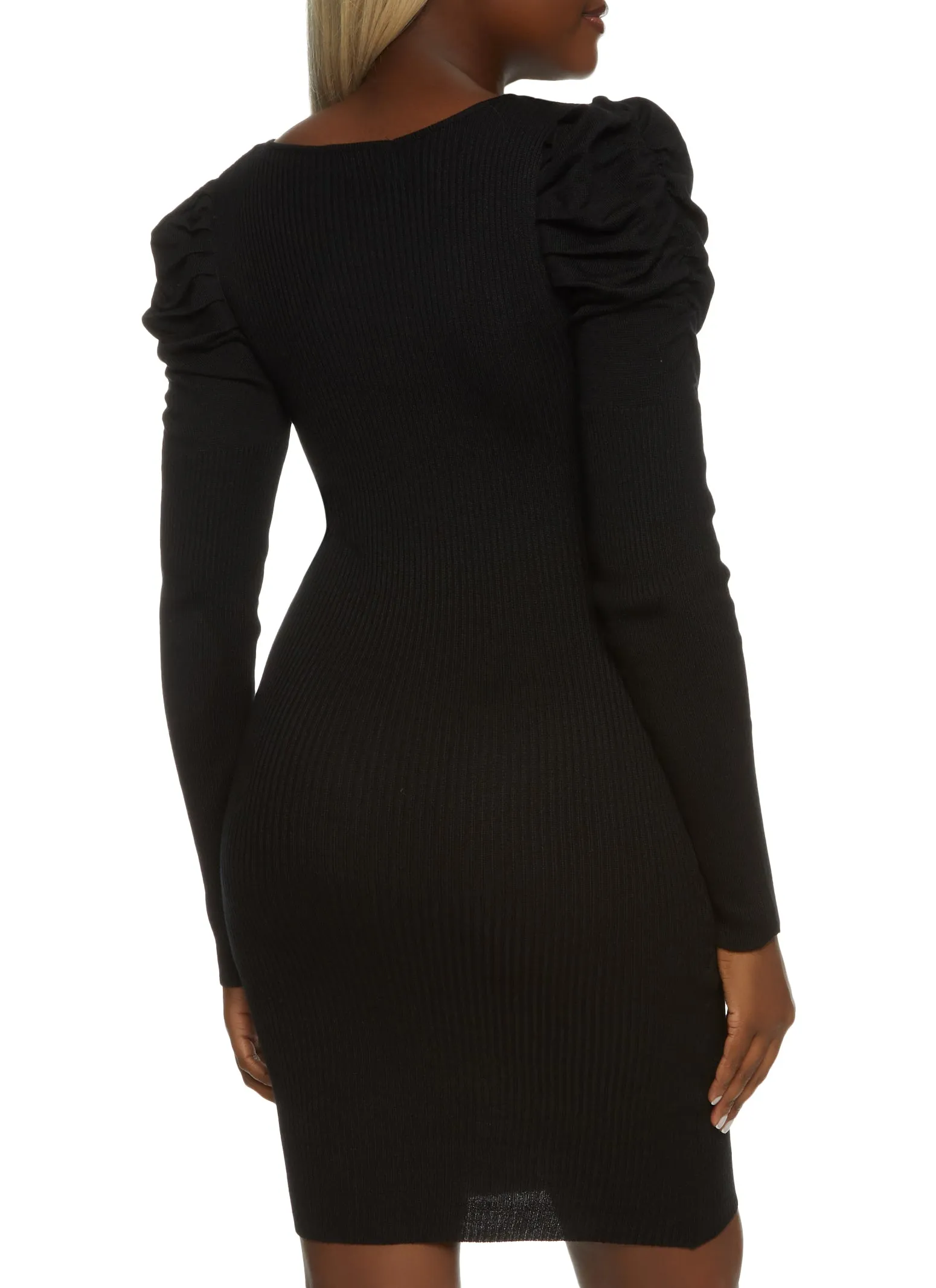 Ribbed Puff Sleeve Sweater Dress sold by Rainbow product image thumbnail 3
