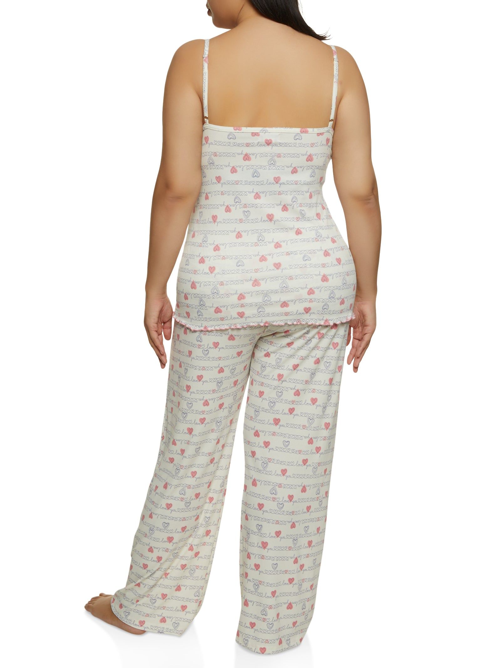 Plus Size Heart Graphic Print Pajama Cami and Pants sold by Rainbow product image thumbnail 2
