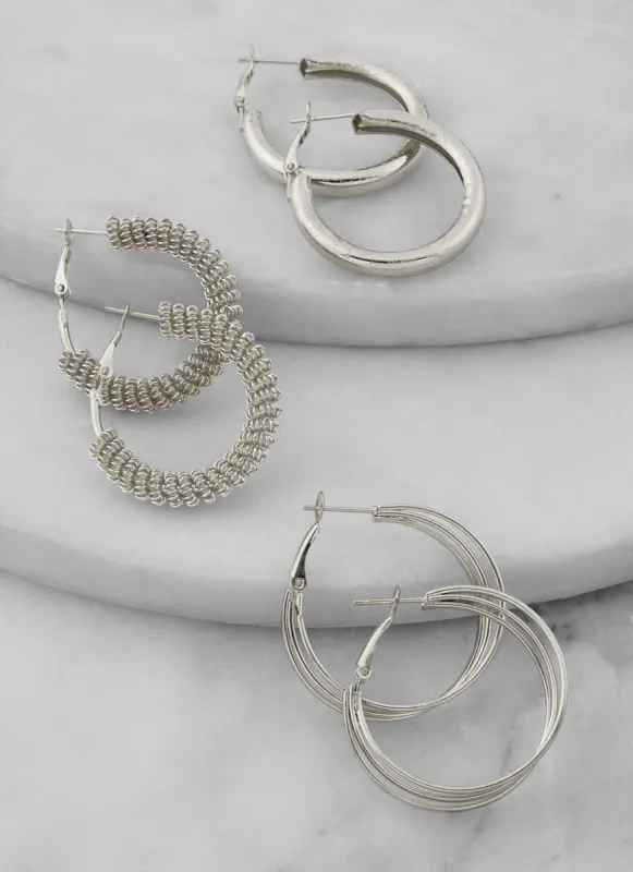 Medium Hoop Earring Trio sold by Rainbow