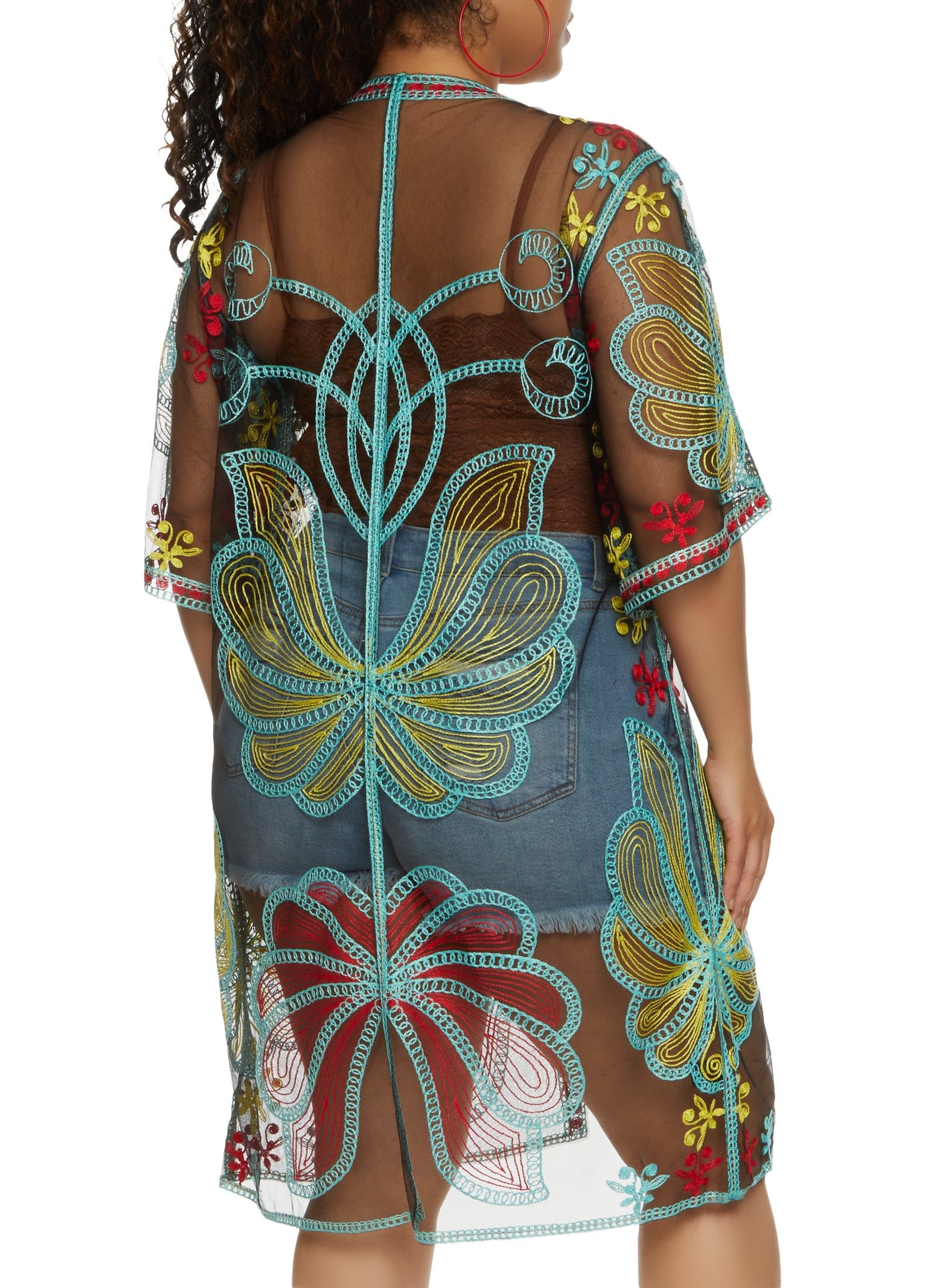 Embroidered Tie Front Kimono sold by Rainbow product image thumbnail 2