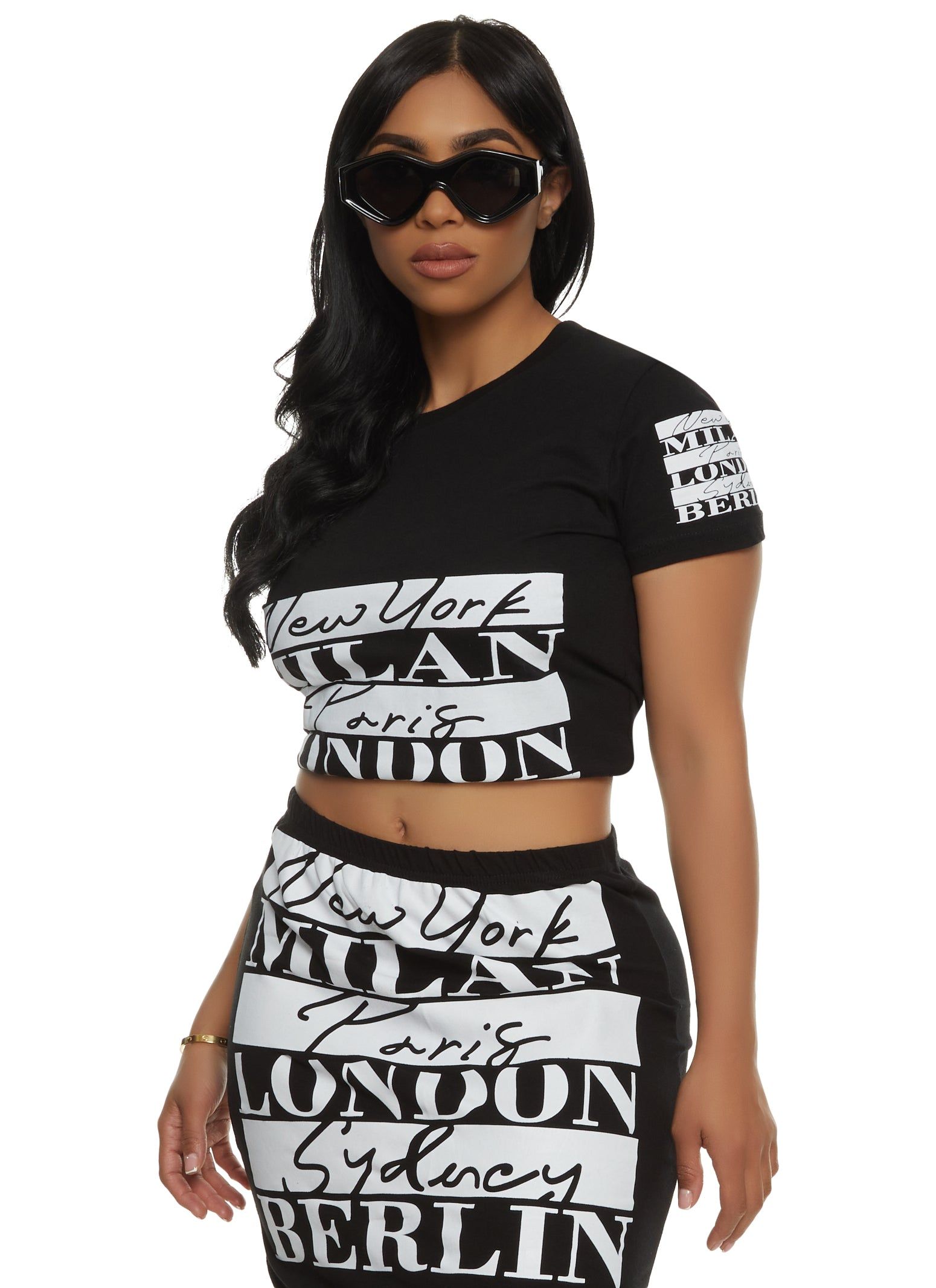 City Graphic Short Sleeve Crop Top sold by Rainbow