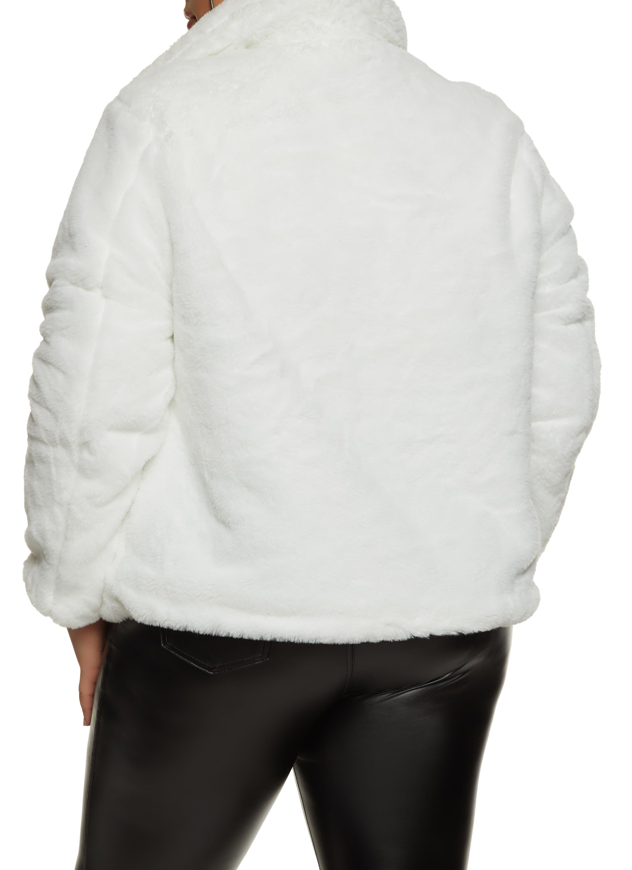Plus Size Snap Button Front Faux Fur Jacket sold by Rainbow product image thumbnail 3