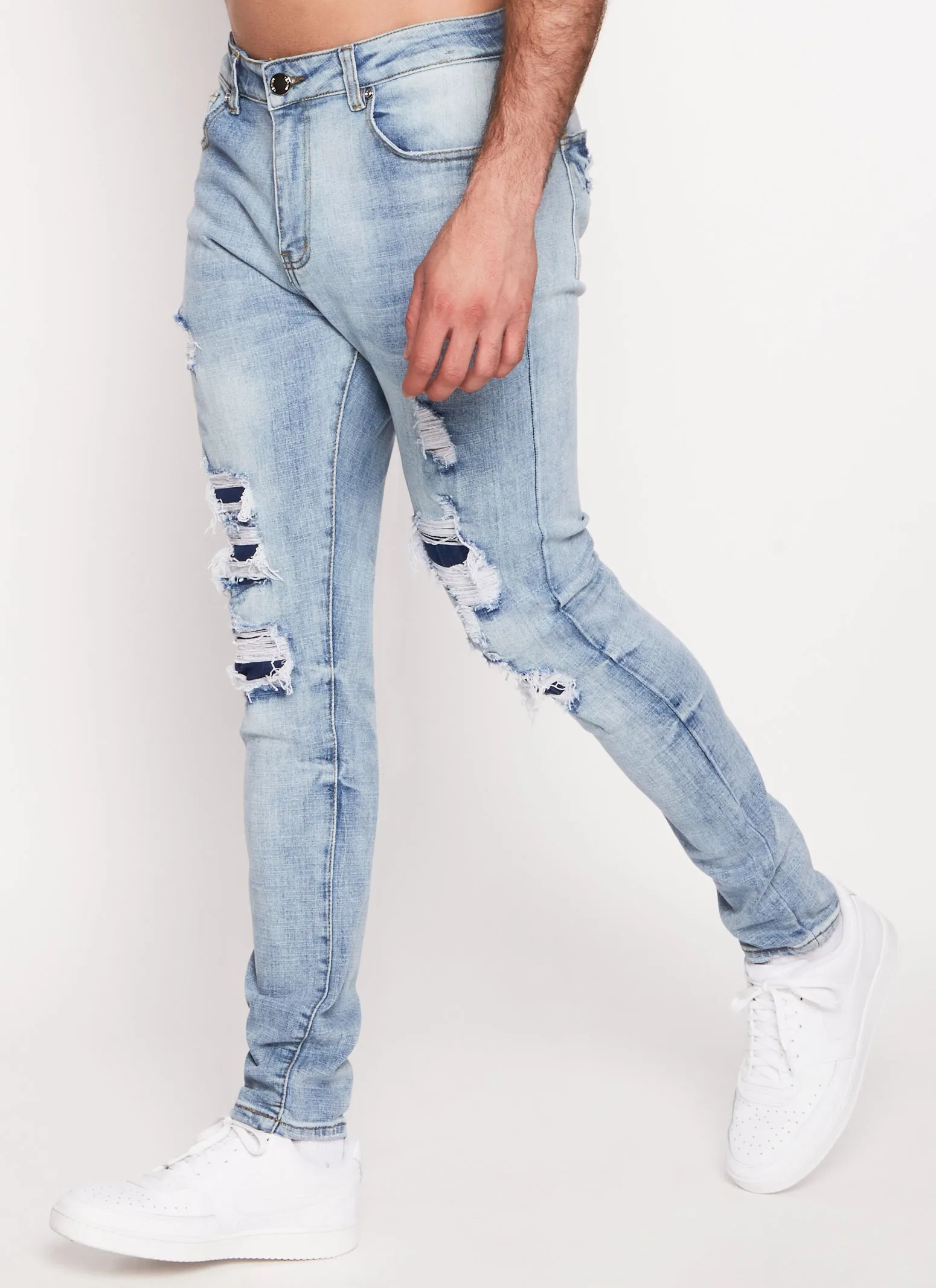 Mens Skinny Rip and Repair Jeans sold by Rainbow product image thumbnail 2