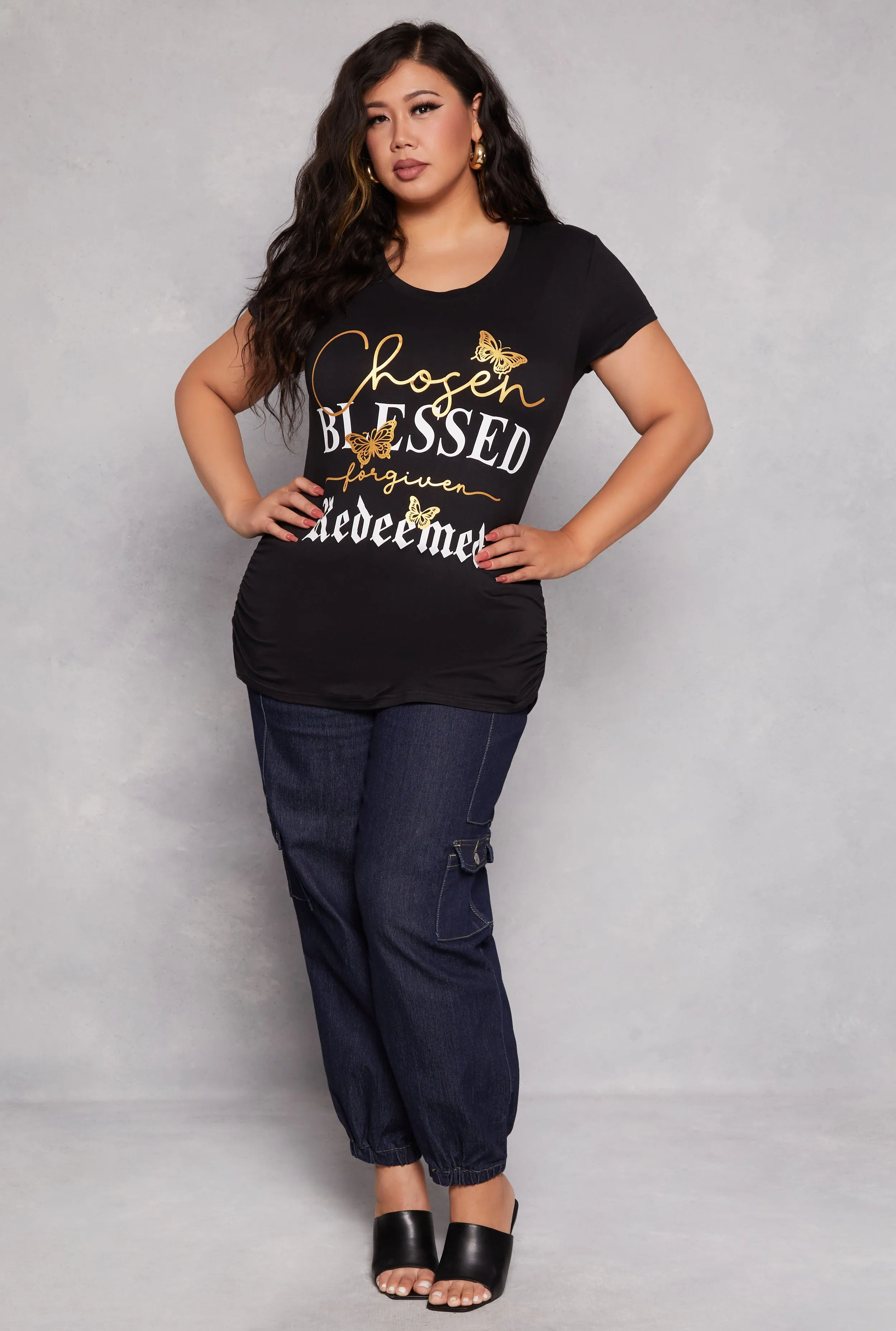 Plus Size Chosen Blessed Foil Screen Graphic Tee sold by Rainbow product image thumbnail 2