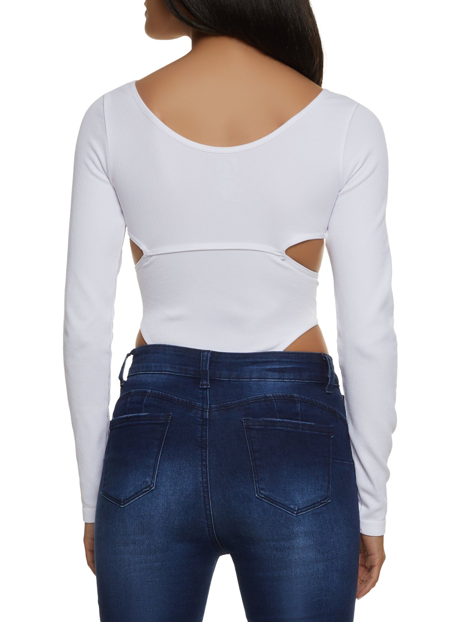 Ribbed Scoop Neck Cut Out Bodysuit sold by Rainbow product image thumbnail 2