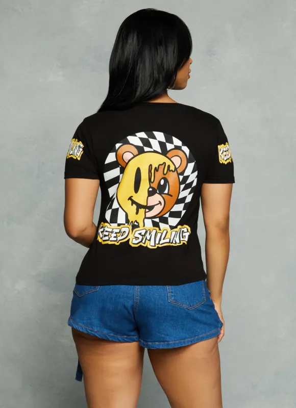 Keep Smiling Bear Graphic T Shirt sold by Rainbow