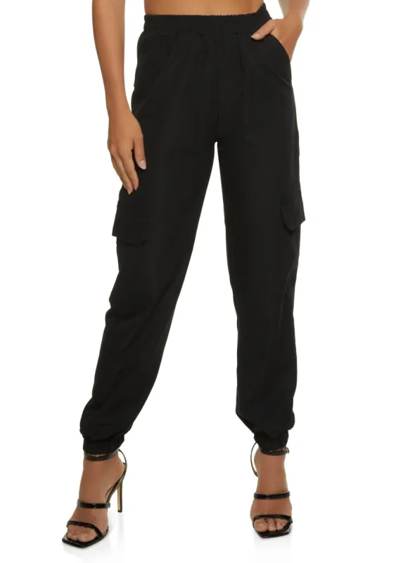 Poplin High Waist Cargo Joggers sold by Rainbow