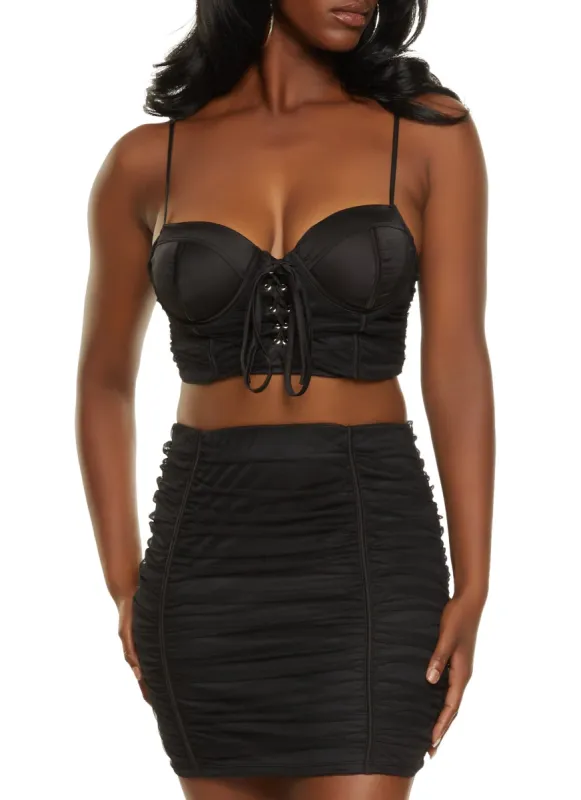 Lace Up Satin Bustier Top sold by Rainbow