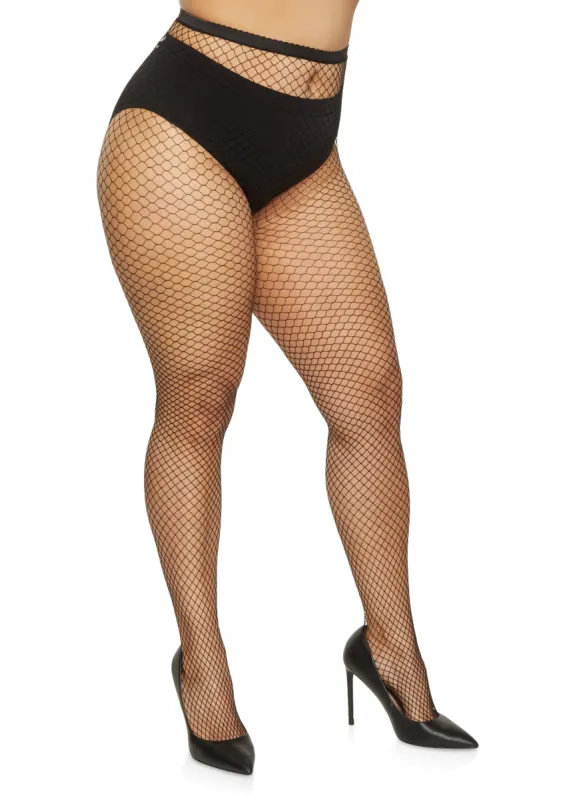 Plus Size Patterned Fishnet Tights sold by Rainbow