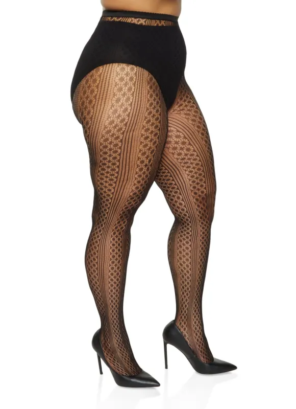 Plus Size Patterned Fishnet Tights sold by Rainbow