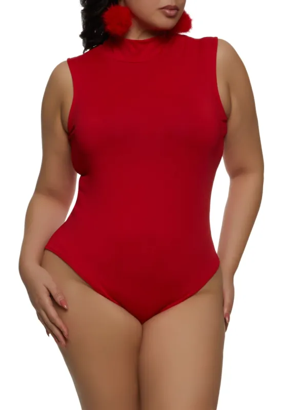Plus Size Mock Neck Sleeveless Bodysuit sold by Rainbow