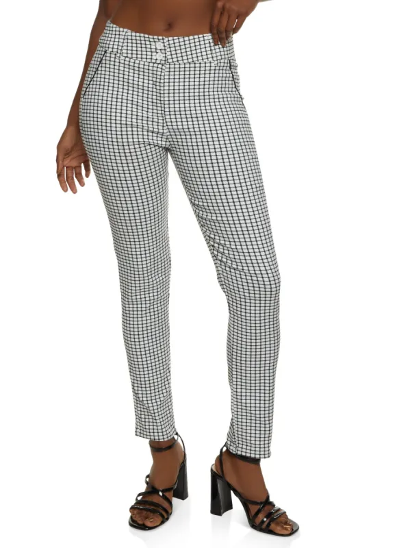Plaid Straight Leg Ankle Dress Pants sold by Rainbow