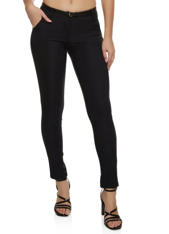 Solid Belted Skinny Dress Pants sold by Rainbow