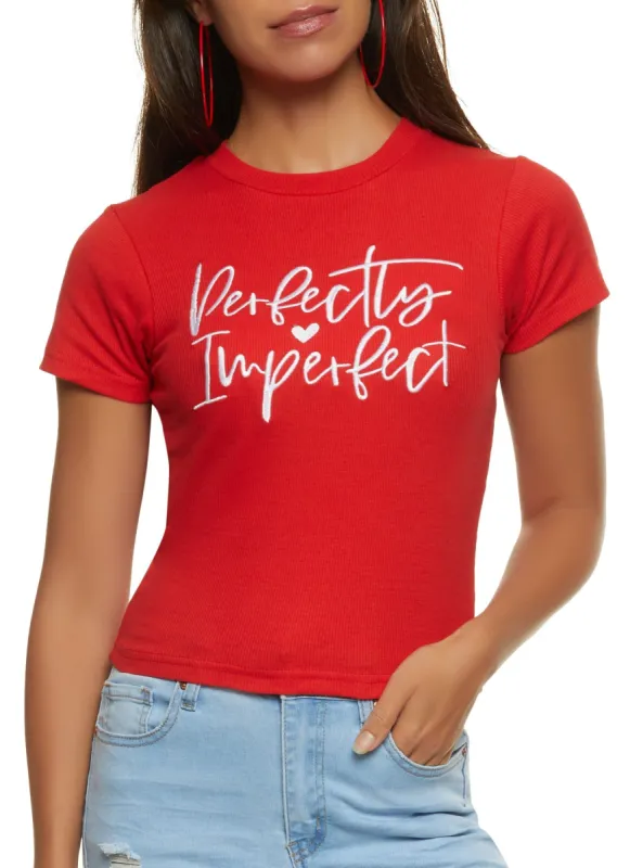 Perfectly Imperfect Embroidered Graphic Tee made by Rainbow