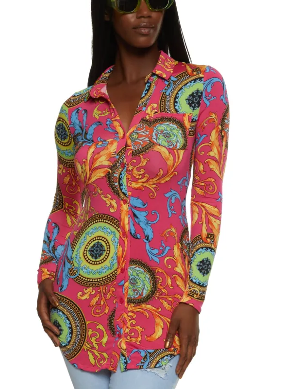 Abstract Baroque Print Shirt sold by Rainbow