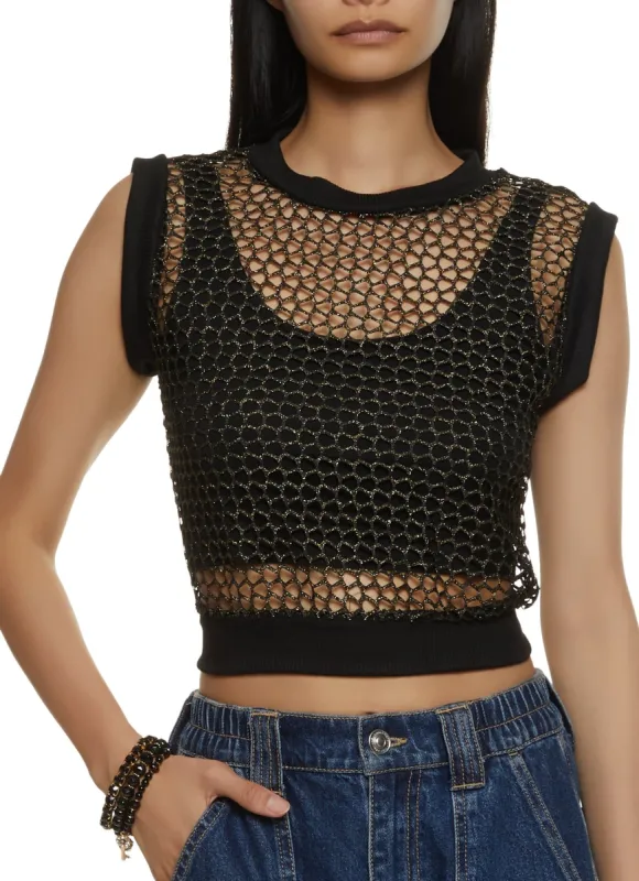 Lurex Fishnet Muscle Tee sold by Rainbow