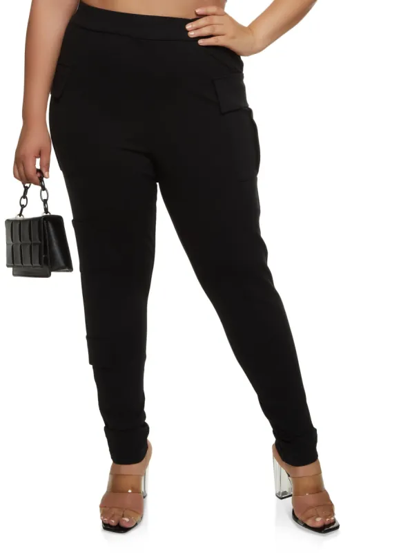Plus Size Ponte Cargo Pocket Pull On Pants sold by Rainbow