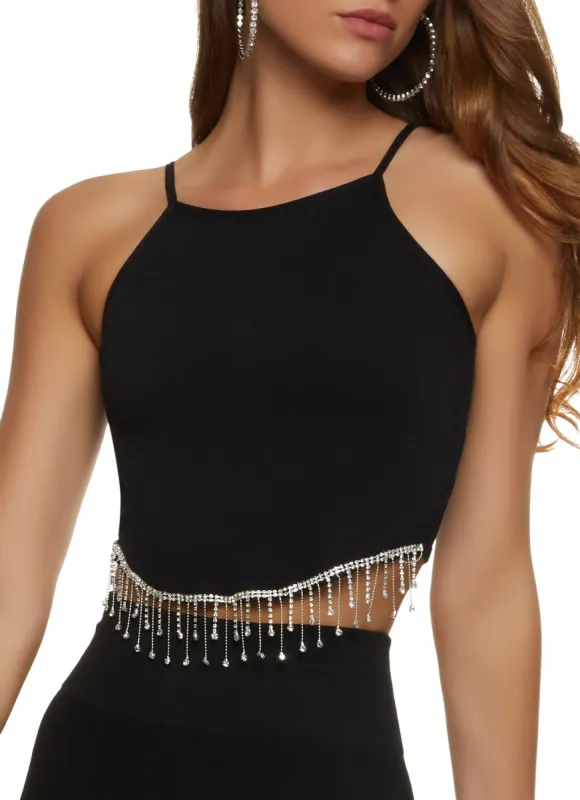 Rhinestone Fringe Cropped Cami sold by Rainbow