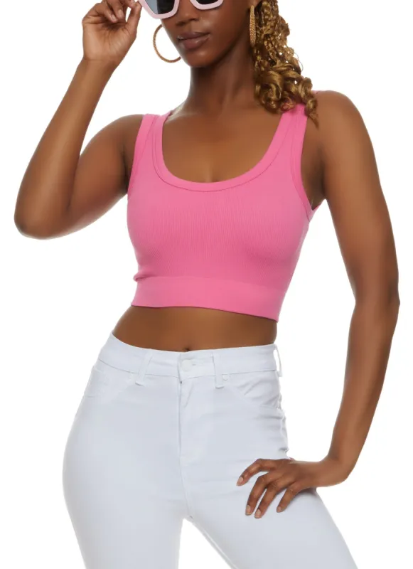 Ribbed Knit Seamless Cropped Tank Top sold by Rainbow