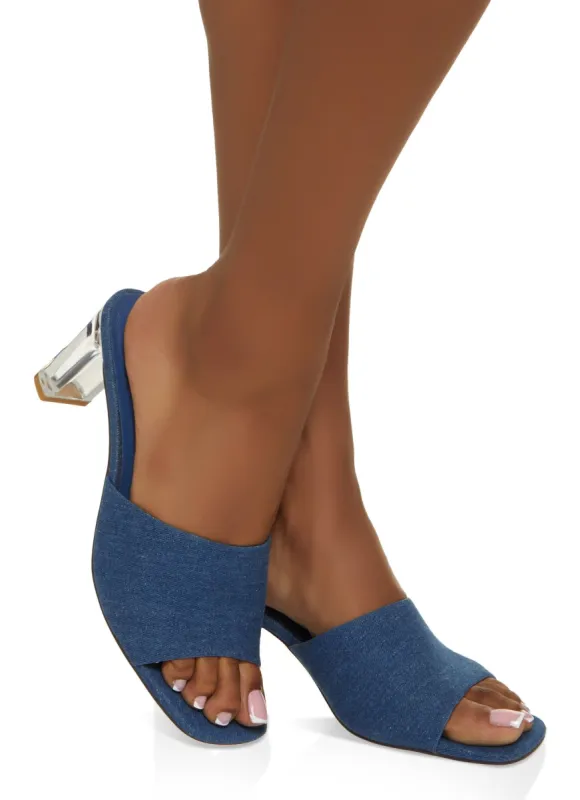 Clear Block Heel Mules sold by Rainbow