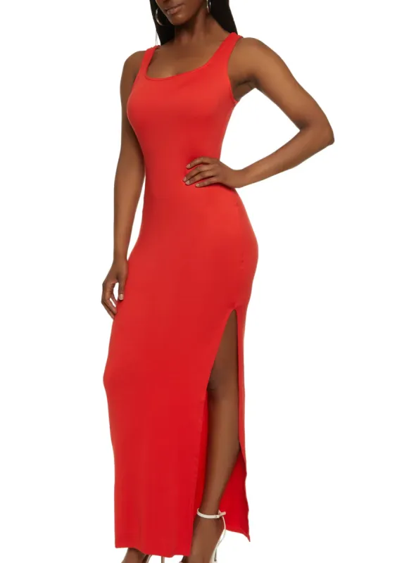 Solid Side Slit Maxi Dress sold by Rainbow
